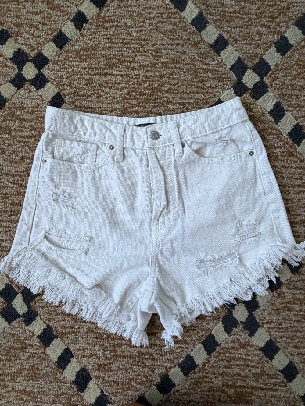 wild fable White Distressed High-Rise Denim Shorts